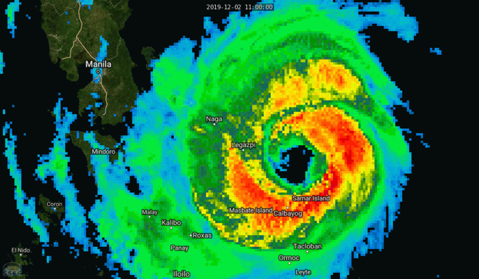 Powerful Typhoon Kammuri(29W), cat 4: tracking over Legazpi at 02/16UTC Powerful Typhoon Kammuri(29W), cat 4: tracking over Legazpi at 02/16UTC