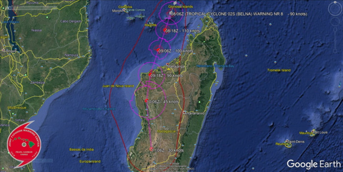 TC 02S(BELNA) back to Category 2 but expected to intensify, bearing down on Madagascar