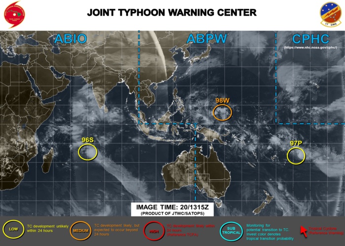 Invest 98W upgraded to Medium. Invest 97P & 96S: updates Invest 98W upgraded to Medium. Invest 97P & 96S: updates