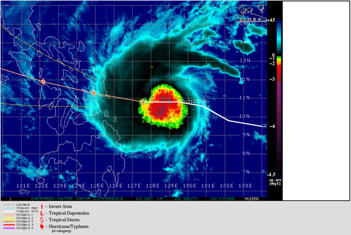 Intensifying Typhoon Phanfone bearing down on Tacloban/PH. Landfall: shortly before 12h