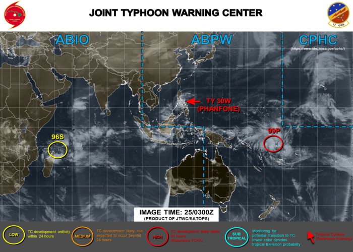 Typhoon Phanfone(30W) near Cat 3.  Invest 99P: Tropical Cyclone Formation Alert.