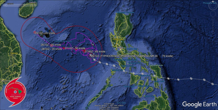 Philippines: Phanfone moving away and weakening. Fiji: 04P approaching and strengthening
