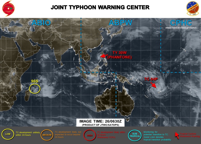 Philippines: Phanfone moving away and weakening. Fiji: 04P approaching and strengthening Philippines: Phanfone moving away and weakening. Fiji: 04P approaching and strengthening