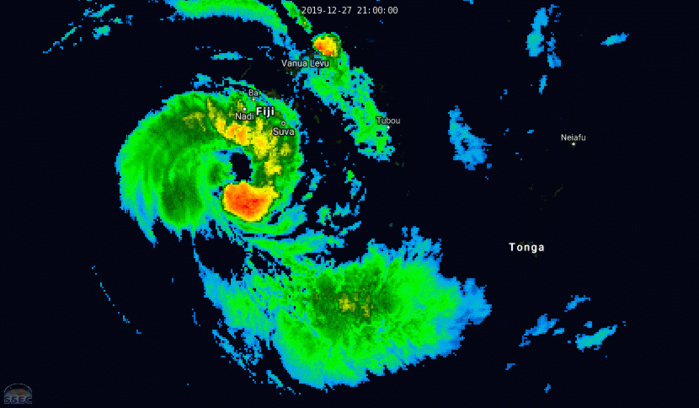 04P( Sarai) now a CAT 1 US, tracking apprx 190km South of Suva/Fiji