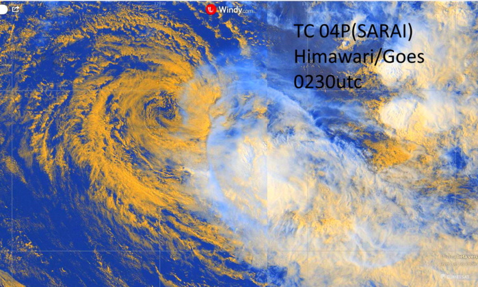 05S(CALVINIA) near Typhoon intensity and strengthening. 04P(SARAI): minimal cyclone(40kts)