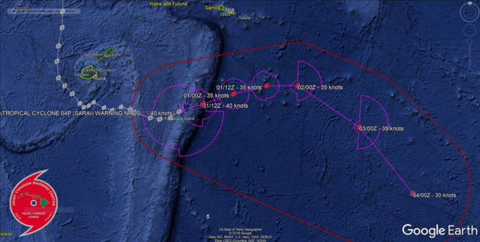 05S(CALVINIA) near Typhoon intensity and strengthening. 04P(SARAI): minimal cyclone(40kts)