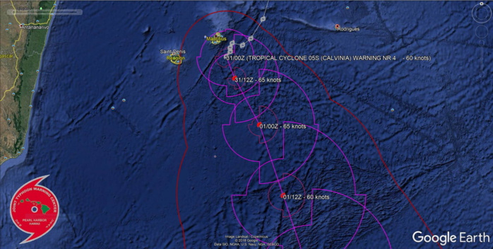 05S(CALVINIA) near Typhoon intensity and strengthening. 04P(SARAI): minimal cyclone(40kts)