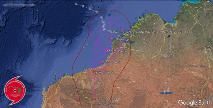 TC 06S named Blake, slowly intensifying and approaching Pardoo/WA 