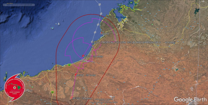 TC 06S(BLAKE) tracking close to the coastline of WA with welcome rainfall 
