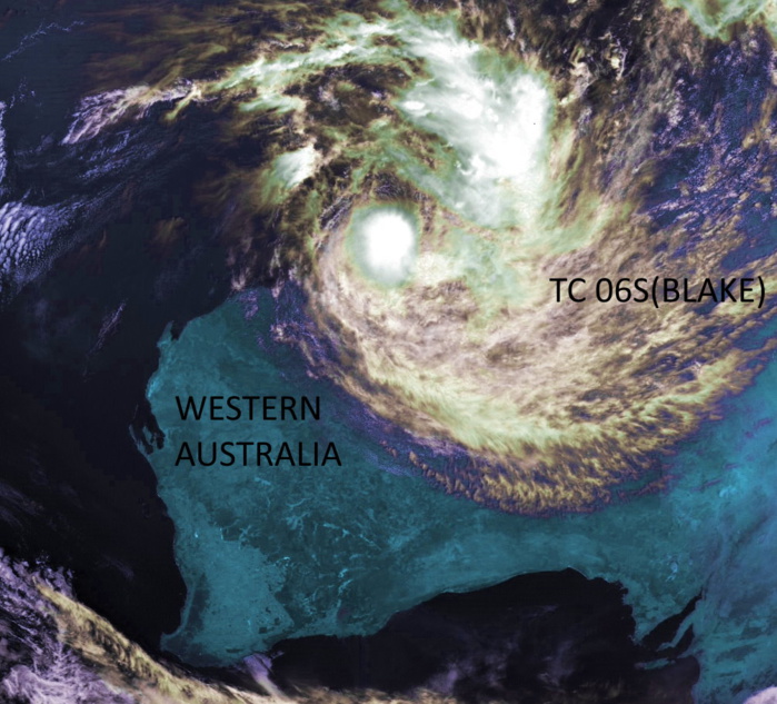 TC 06S(BLAKE) tracking close to the coastline of WA with welcome rainfall 