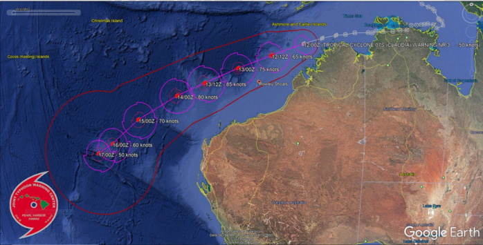 Intensifying TC 07S(CLAUDIA) forecast to reach category 2 US in 36h Intensifying TC 07S(CLAUDIA) forecast to reach category 2 US in 36h