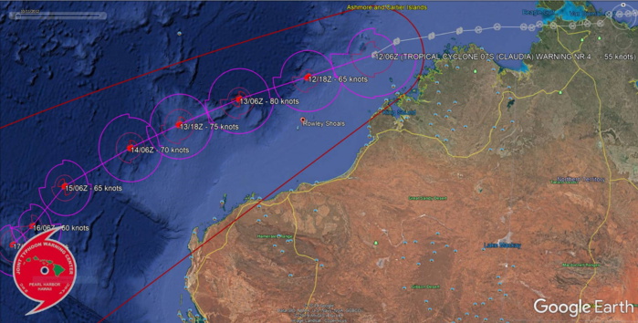 South Indian: 07S(CLAUDIA) forecast to reach Typhoon intensity within 12hours South Indian: 07S(CLAUDIA) forecast to reach Typhoon intensity within 12hours