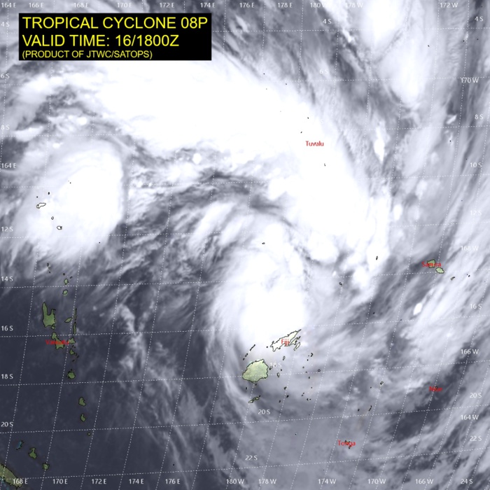 93P now TC 08P(TINO), gradually intensifying and rapidly approaching Fiji
