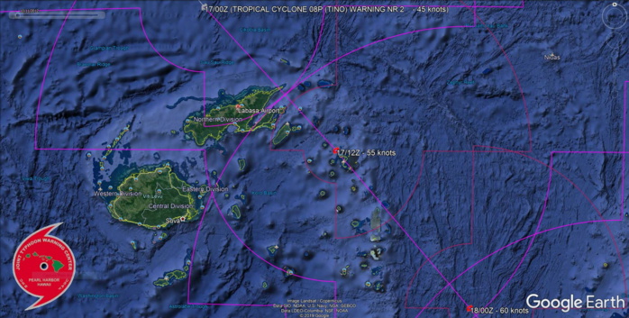 TC 08P(TINO), intensifying, tracking less than 100km east of Labasa/Fiji within 6/12hours TC 08P(TINO), intensifying, tracking less than 100km east of Labasa/Fiji within 6/12hours