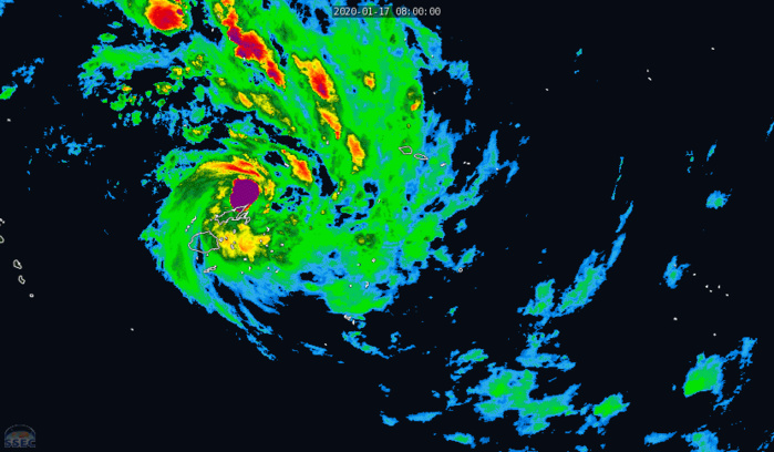 TC 08P(TINO), category 1 US, is tracking close to Ha'apai and Nuku'alofa/Tonga 
