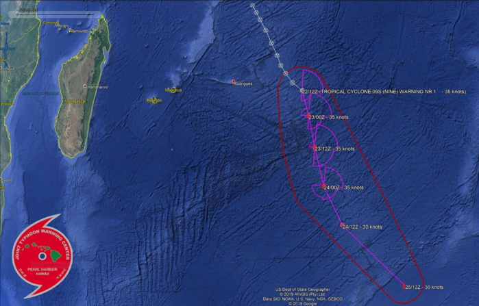 South Indian: 94S is now TC 09S far to the East of Rodrigues, not expected to intensify much South Indian: 94S is now TC 09S far to the East of Rodrigues, not expected to intensify much