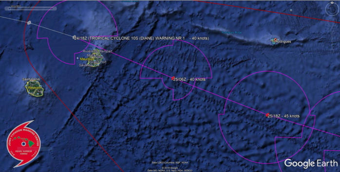 South Indian: cyclonic duo: TC 10S(DIANE) and TC 11S(97s), 10S tracking very close to Mauritius