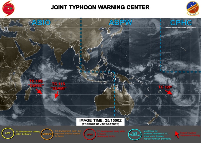 Southern Hemisphere cyclonic trio: 10S(DIANE), 11S(ESAMI), 12P: updates Southern Hemisphere cyclonic trio: 10S(DIANE), 11S(ESAMI), 12P: updates