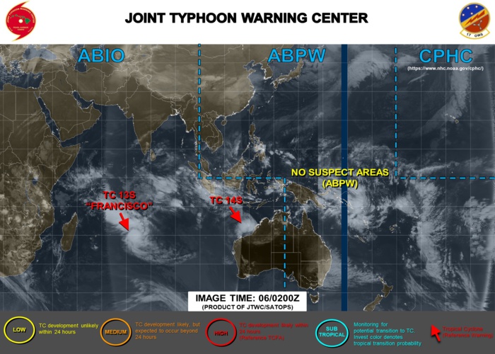 South Indian: TC 14S and TC 13S(FRANCISCO) update at 06/03UTC South Indian: TC 14S and TC 13S(FRANCISCO) update at 06/03UTC