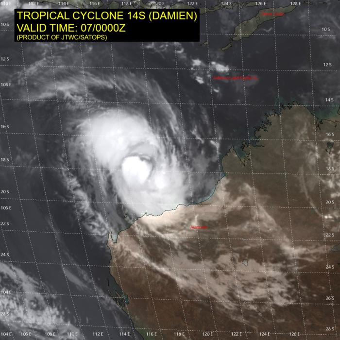 TC 14S(DAMIEN) intensifying, 13S(FRANCISCO) & 91P: updates at 07/03UTC