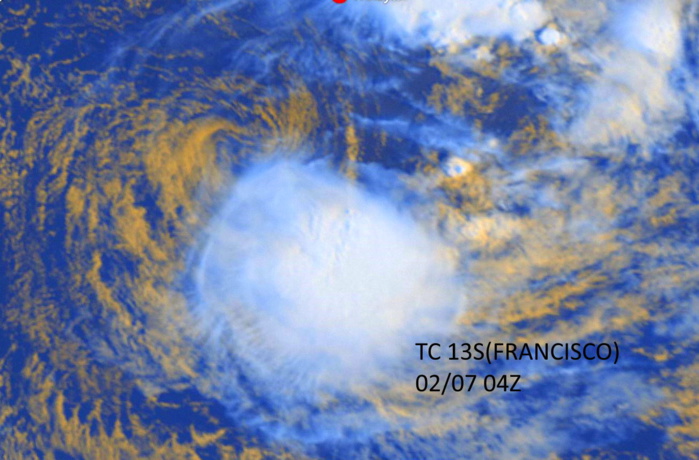 TC 14S(DAMIEN) intensifying, 13S(FRANCISCO) & 91P: updates at 07/03UTC