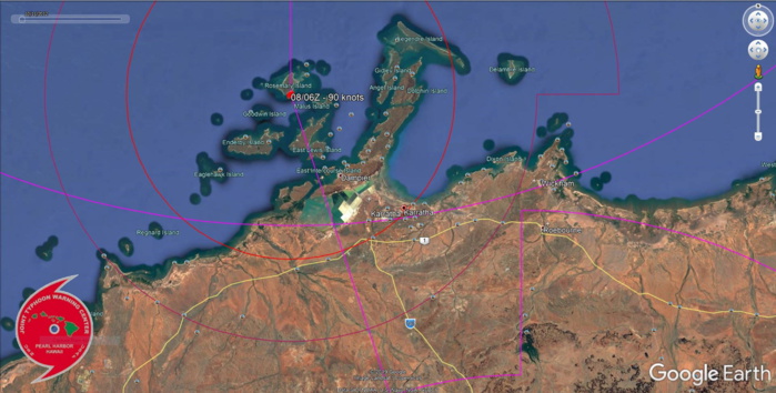 TC 14S(DAMIEN) CAT 2 US, intensifying, approaching Karratha, update at 07/21UTC