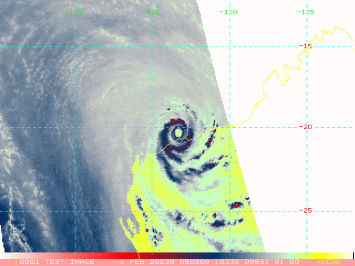 TC 14S(DAMIEN) strong CAT 2 US, landfall near Karratha, top reported gust: 195km/h