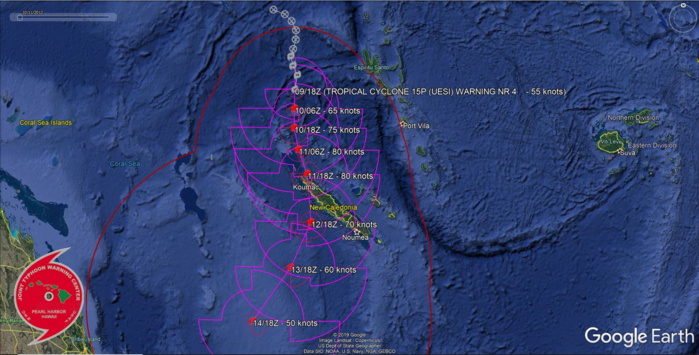 South Pacific: TC 15P(UESI) undergoing rapid intensification, update at 09/21UTC