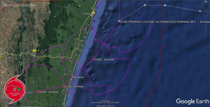 SHEM: 13S(FRANCISCO) intensifying near Madagascar, 15P(UESI) and 94S updates at 14/00UTC