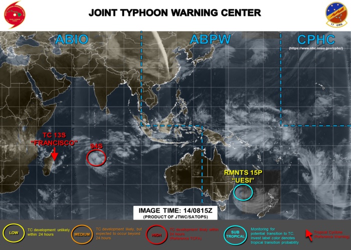 12Z Update: 13S(FRANCISCO) close to landfall near Vatomandry, 94S: Tropcial Cyclone Formation Alert 12Z Update: 13S(FRANCISCO) close to landfall near Vatomandry, 94S: Tropcial Cyclone Formation Alert