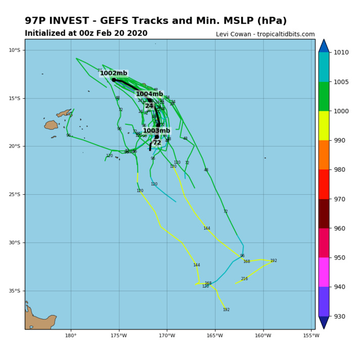 South Pacific: Invest 97P: Tropical Cyclone Formation Alert.  96P: update at 20/06UTC
