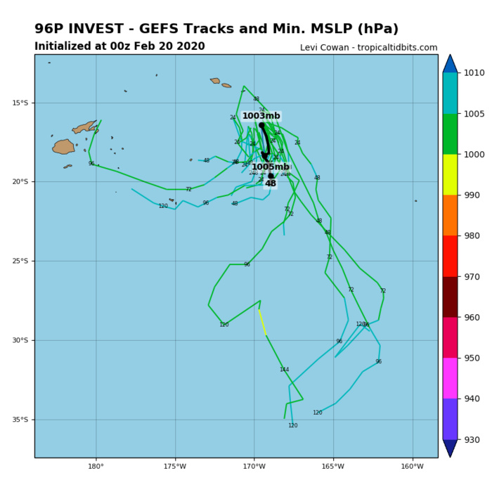 South Pacific: Invest 97P: Tropical Cyclone Formation Alert.  96P: update at 20/06UTC
