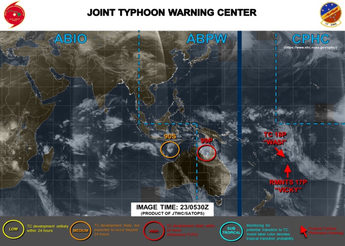 TC 18P(WASI) , Invest 99P and Invest 90S: updates at 23/06UTC