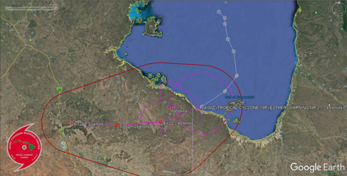 TC 19P(ESTHER): moving inland over northern Australia. TC 20S(FERDINAND): intensifying