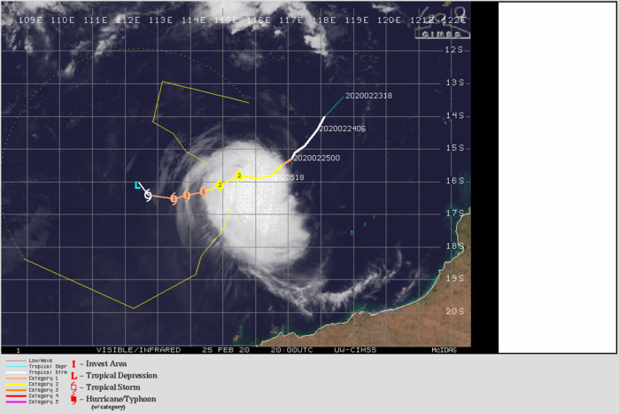 TC 20S(FERDINAND): CAT 2 US near peak intensity. Over-land TC 19P(ESTHER): 26/03UTC update