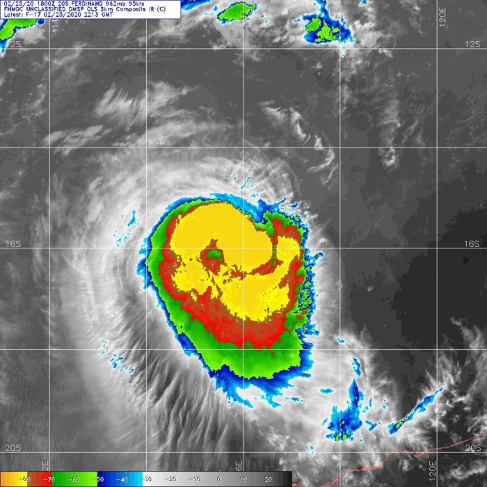 TC 20S(FERDINAND): CAT 2 US near peak intensity. Over-land TC 19P(ESTHER): 26/03UTC update TC 20S(FERDINAND): CAT 2 US near peak intensity. Over-land TC 19P(ESTHER): 26/03UTC update