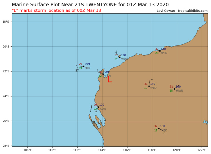 Overland TC 21S, Invest 96P and Invest 91S: updates at 13/03UTC