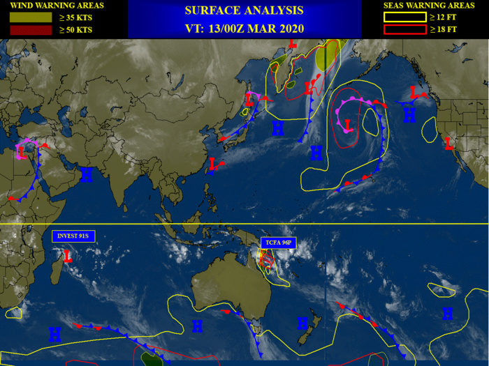 Overland TC 21S, Invest 96P and Invest 91S: updates at 13/03UTC