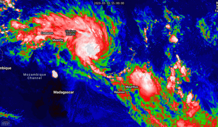 South Indian:TC 22S(HEROLD) forecast to intensify to CAT 3 US while tracking North of Mauritius