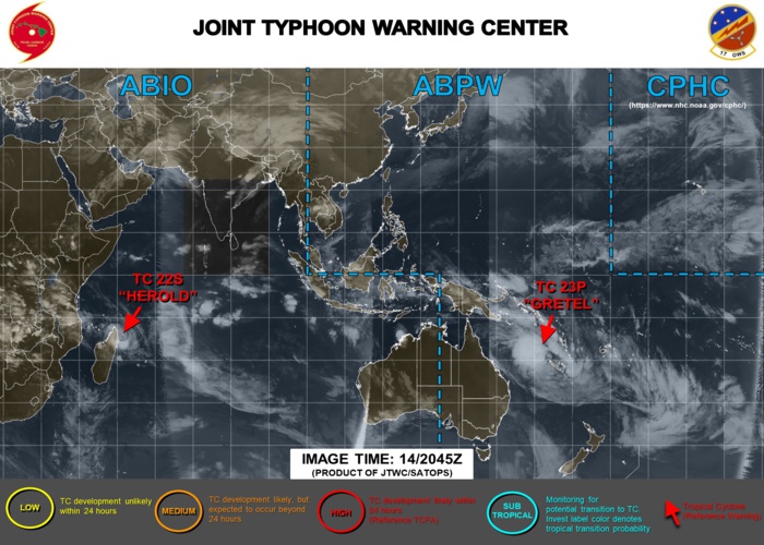 TC 22S(HEROLD) and TC 23P(GRETEL) updates at 15/00UTC TC 22S(HEROLD) and TC 23P(GRETEL) updates at 15/00UTC