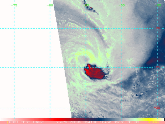 25P(HAROLD) over Northern Vanuatu as a CAT 4 US/ 24S(IRONDRO) weakening rapidly