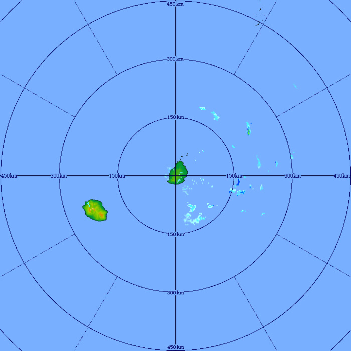 Le radar de TAC montre les averses parfois modérées en approche du large à l'Est Sud-Est de MAURICE. Elles devraient être plus nombreuses et plus fréquentes d'ici ce soir. MMS/VACOAS