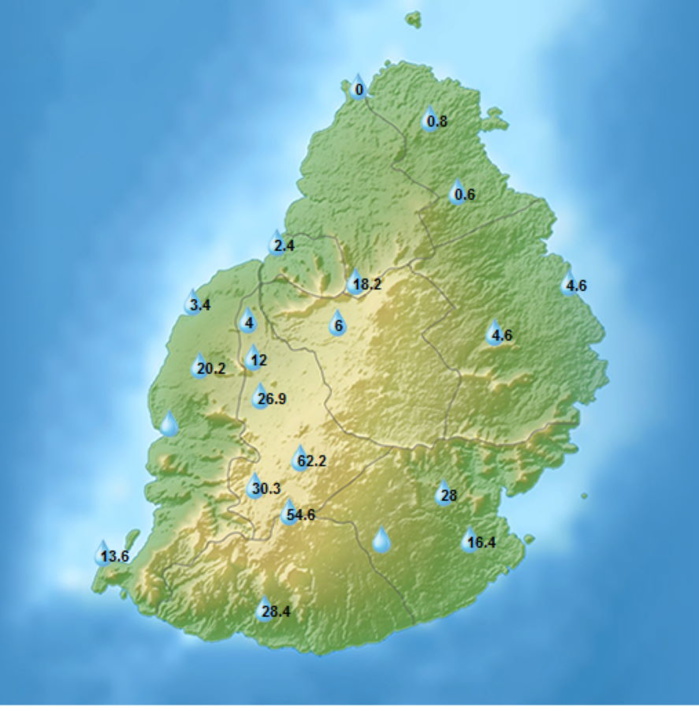Cumuls de pluie en 24heures enregistrés par les stations de MMS/Vacoas. 04heures, Vendredi 18. Cumuls de pluie en 24heures enregistrés par les stations de MMS/Vacoas. 04heures, Vendredi 18.