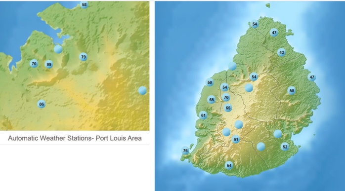 Rafales rapportées à 16h ce Mercredi. Période de 24h. MMS/VACOAS Rafales rapportées à 16h ce Mercredi. Période de 24h. MMS/VACOAS