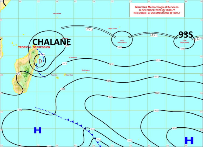 Les 3 systèmes suivis sont bien repérables sur la carte synoptique de la météo mauricienne émise à 16heures ce Samedi. MMS/Vacoas. Les 3 systèmes suivis sont bien repérables sur la carte synoptique de la météo mauricienne émise à 16heures ce Samedi. MMS/Vacoas.