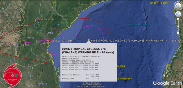 LANDFALL FORECAST IN APPRX 12H NEAR BEIRA/MOZAMBIQUE WITH TOP GUSTS NEARING 150KM/H CLOSE TO THE CENTER.