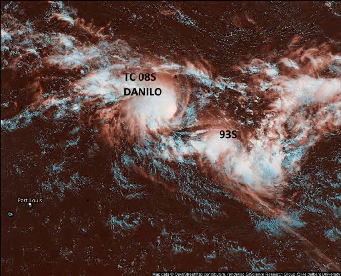 AT 02/06UTC THE SEPARATION BETWEEN THE TWO LOW LEVEL CENTERS IS ABOUT 800KM. 02/0845UTC. PH. AT 02/06UTC THE SEPARATION BETWEEN THE TWO LOW LEVEL CENTERS IS ABOUT 800KM. 02/0845UTC. PH.
