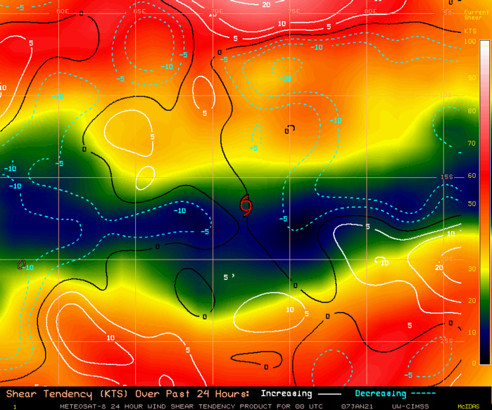 07/00UTC. TC 08S IS FORECAST TO TRACK WITHIN AN IMPROVING WIND-SHEAR AREA. 07/00UTC. TC 08S IS FORECAST TO TRACK WITHIN AN IMPROVING WIND-SHEAR AREA.
