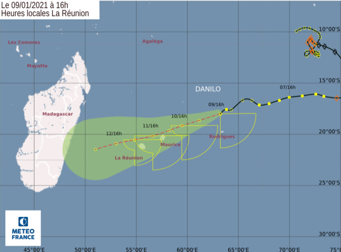 Le CMRS de la Réunion prévoit toujours le passage des résidus de DANILO à proximité Nord des ILES SOEURS. Prévisions émises à 16heures ce Samedi. Le CMRS de la Réunion prévoit toujours le passage des résidus de DANILO à proximité Nord des ILES SOEURS. Prévisions émises à 16heures ce Samedi.