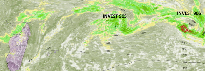 South Indian Ocean: Two areas under close watch, Invest 90S and Invest 99S